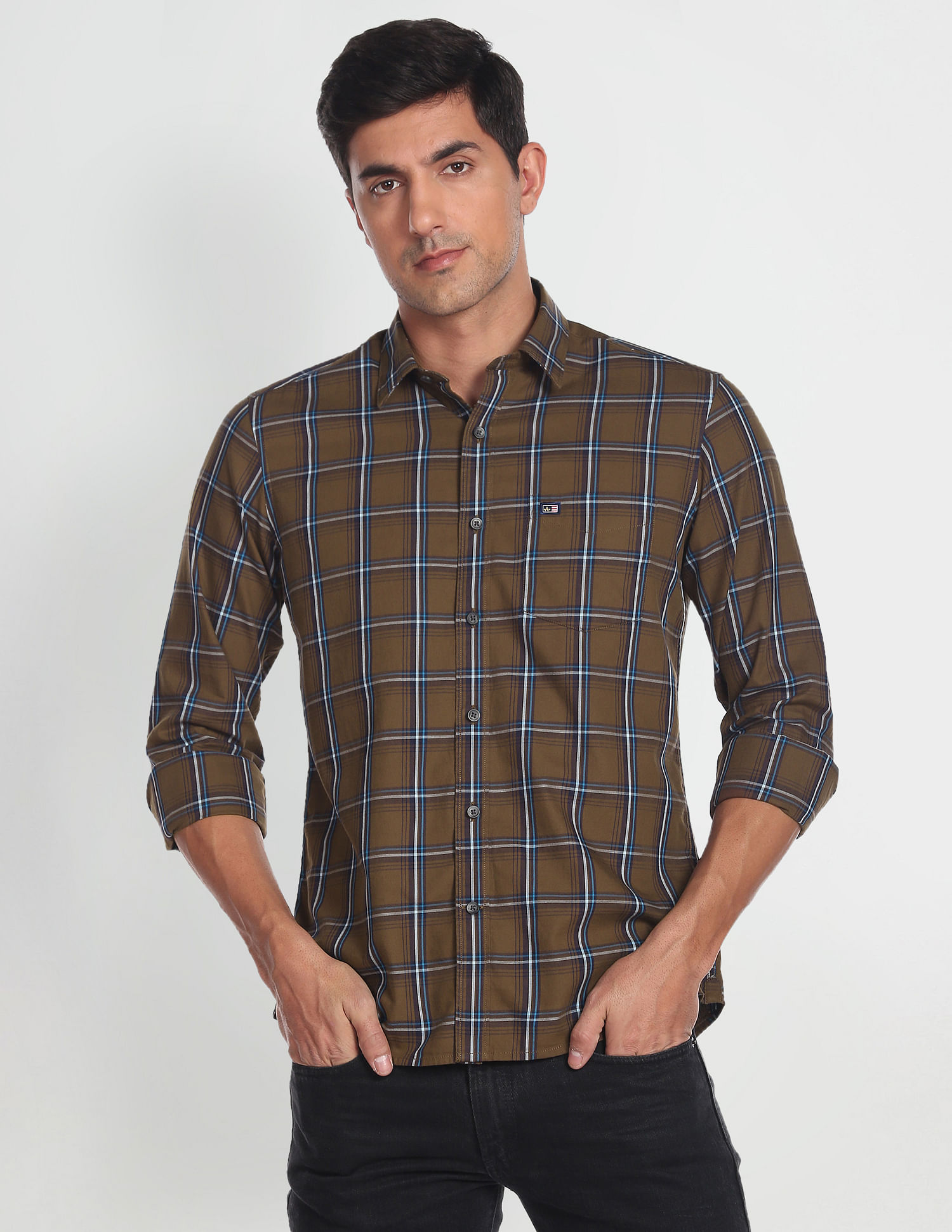 Arrow Sports Manhattan Slim Fit Tartan Casual Shirt