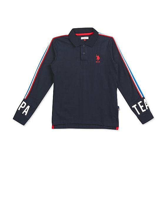 U.S. Polo Assn. Kids Boys Long Sleeve Taped Polo Shirt