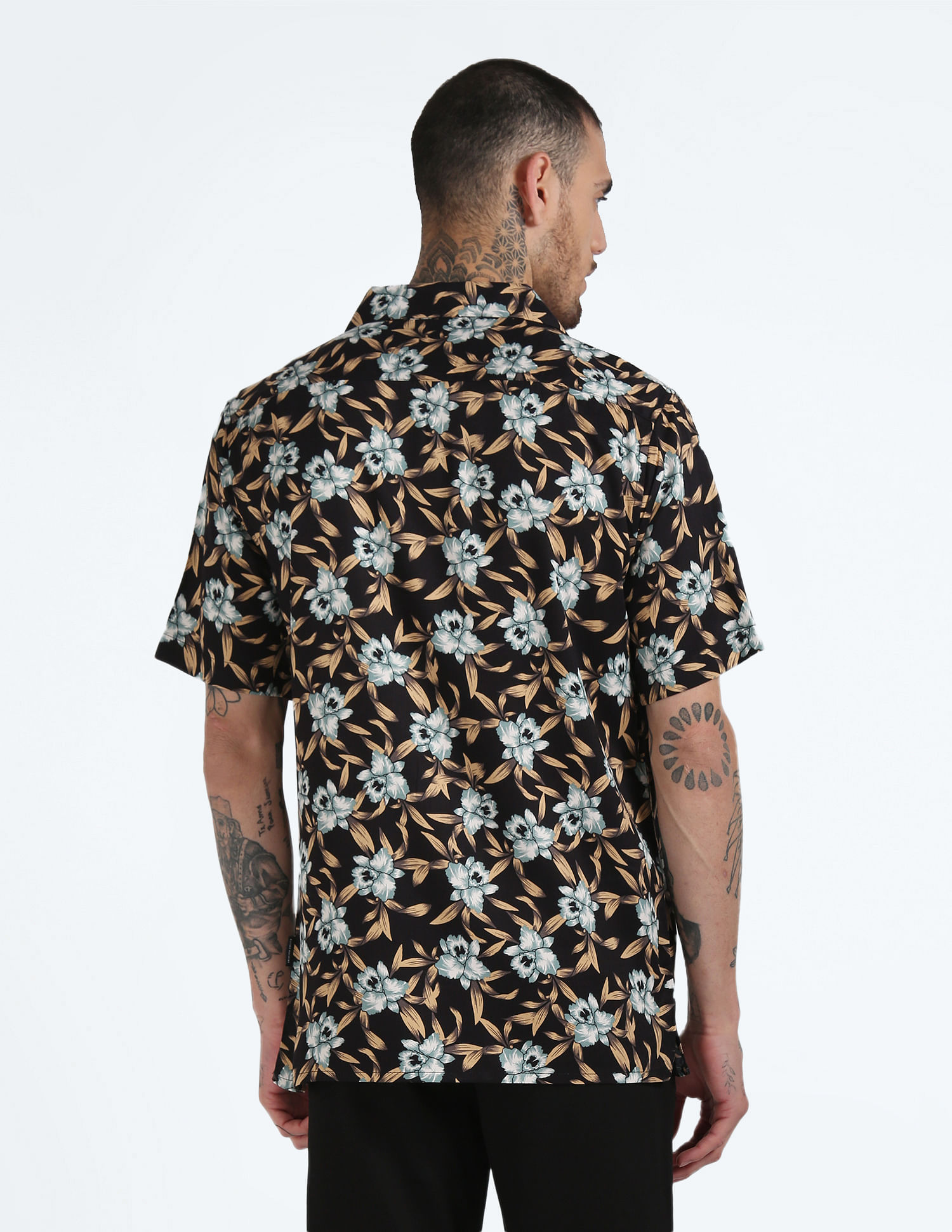 Flying Machine Viscose Floral Cuban Collar Shirt