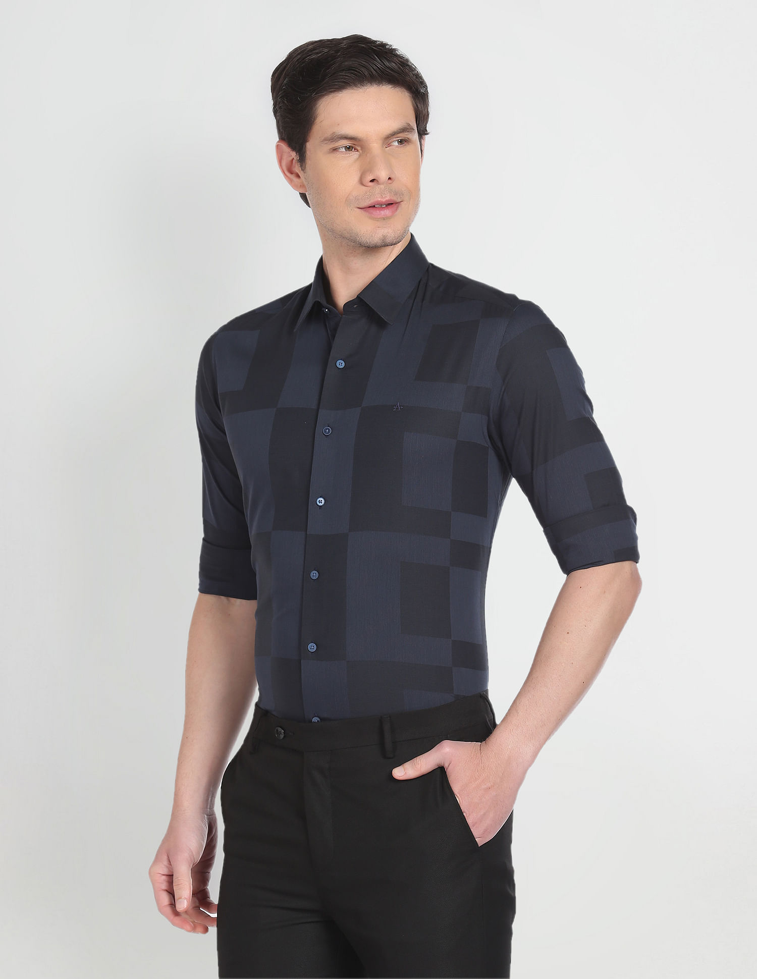 Arrow Newyork Point Collar Patterned Dobby Shirt
