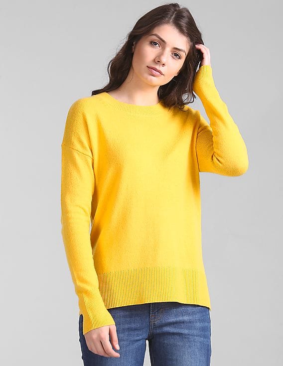 yellow tunic sweater