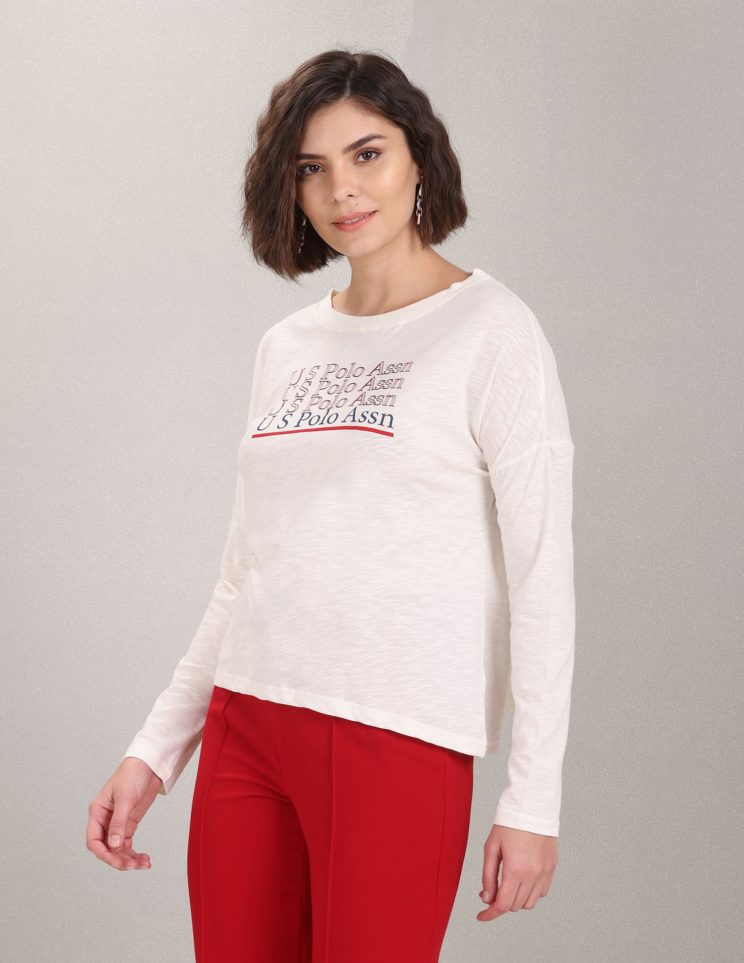 U.S. Polo Assn. Women Typographic Print Cotton T-Shirt
