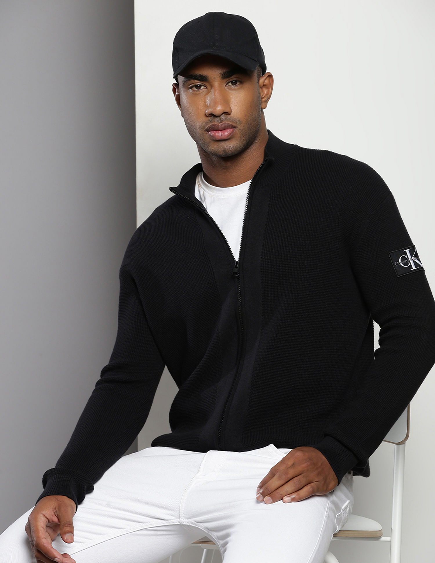 Calvin Klein Stand Neck Logo Badge Sweater