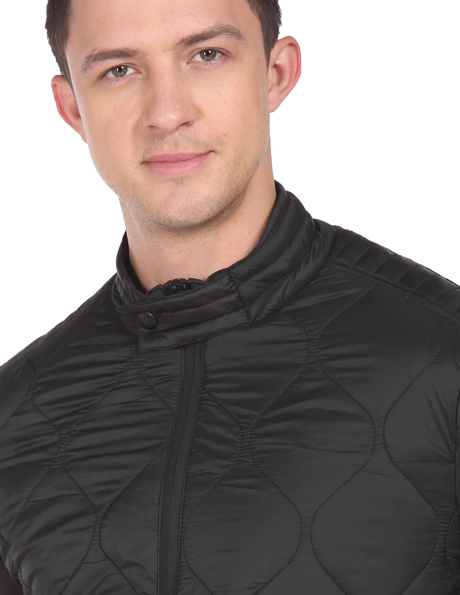 Buy Arrow Newyork High Neck Full Zip Panelled Solid Padded