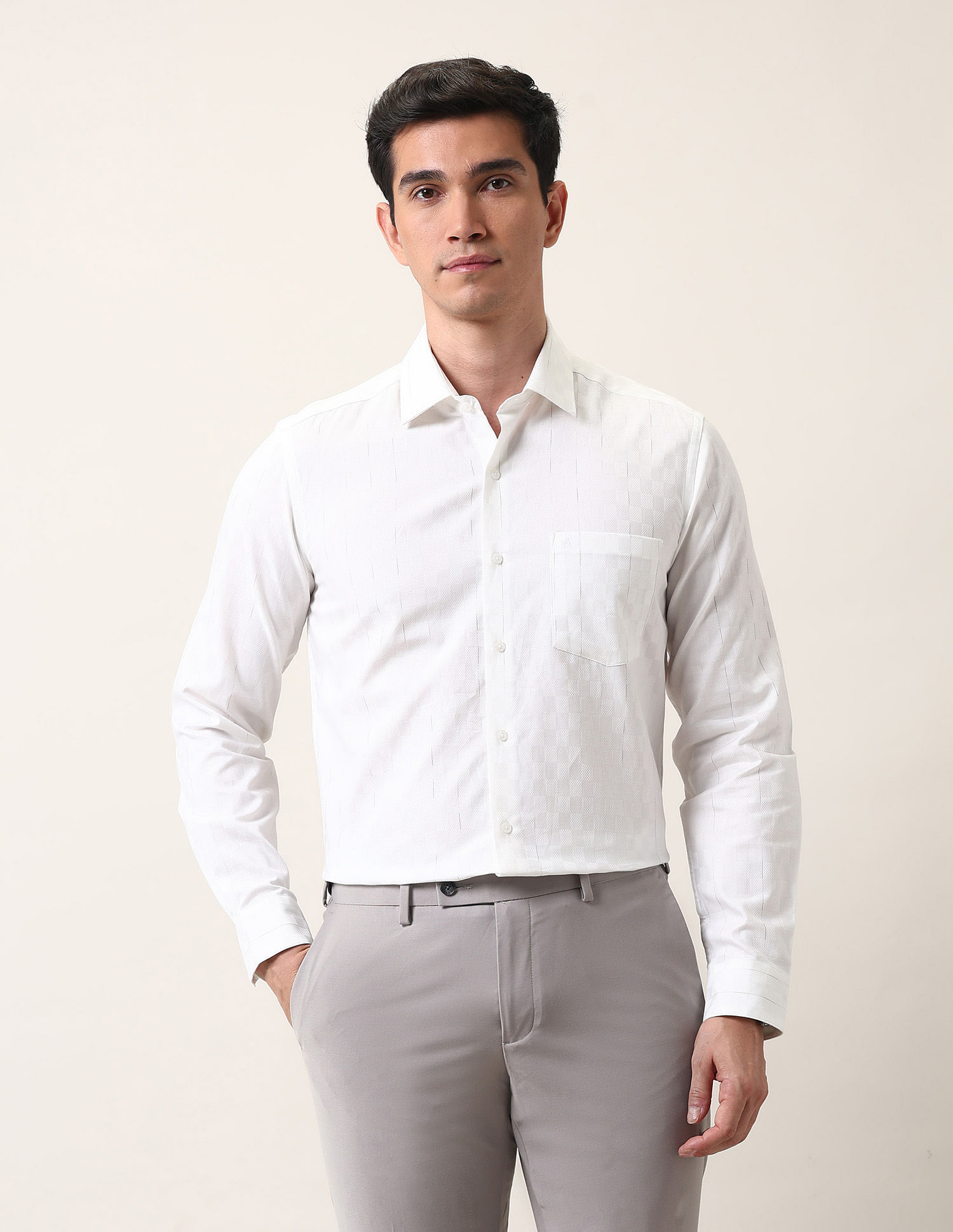 Arrow Manhattan Slim Fit Textured Ceremonial Shirt