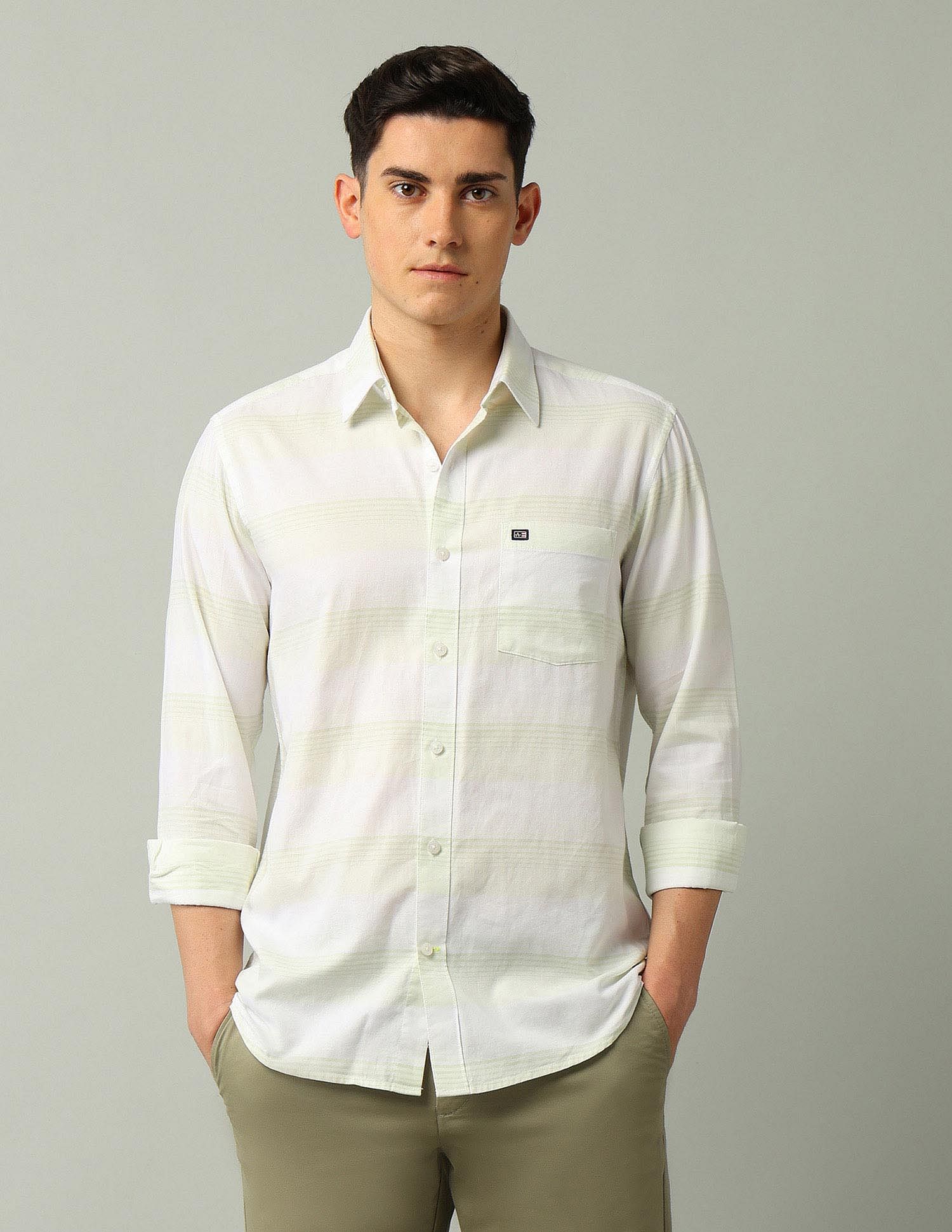 Arrow Sport Manhattan Slim Fit Horizontal Striped Shirt