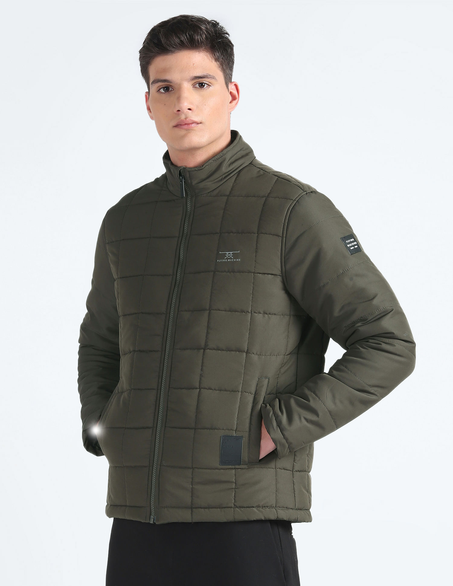 Flying Machine Stand Collar Puffer Jacket