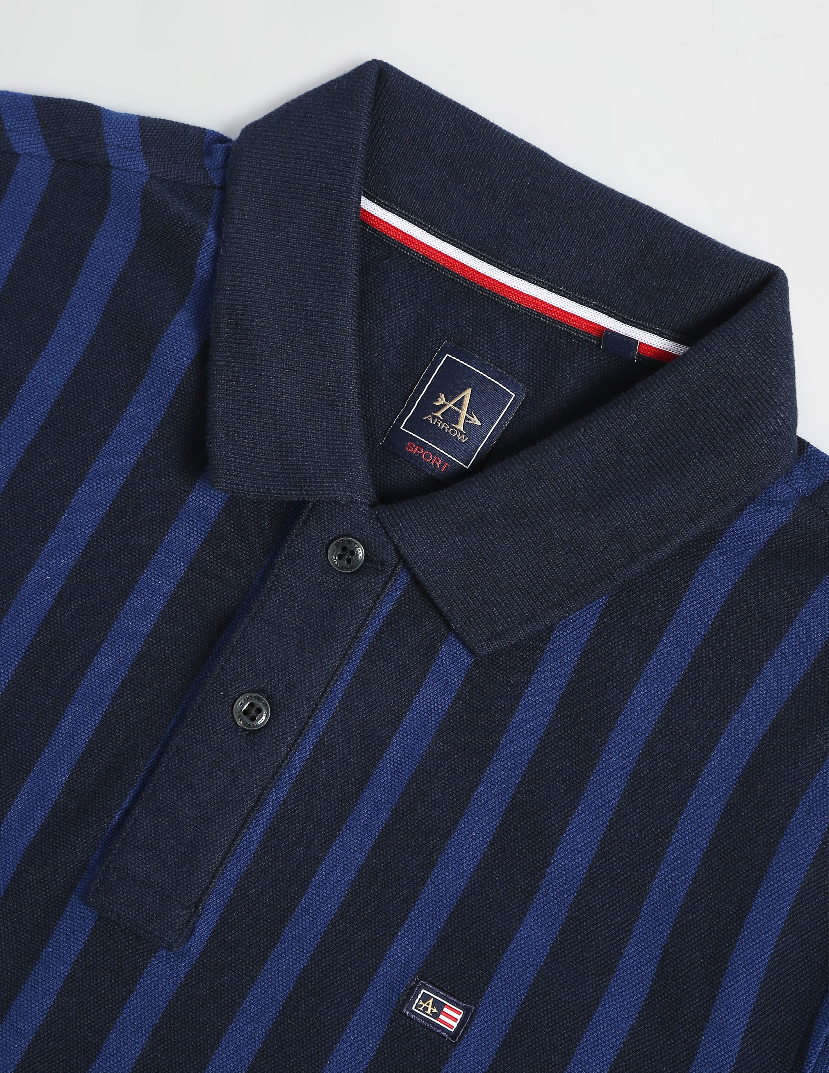 Arrow Sports Vertical Stripe Pique Polo Shirt