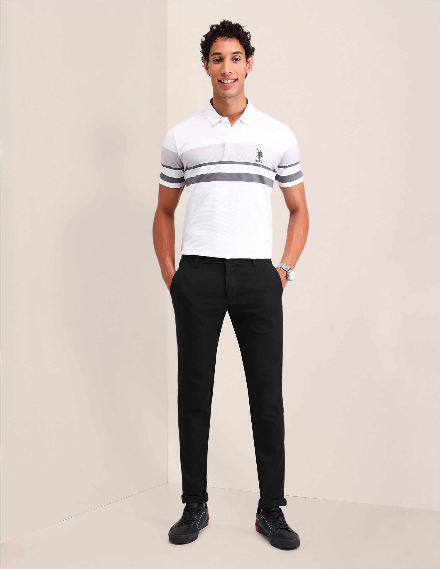 U.S. Polo Assn. Austin Slim Fit Solid Trousers