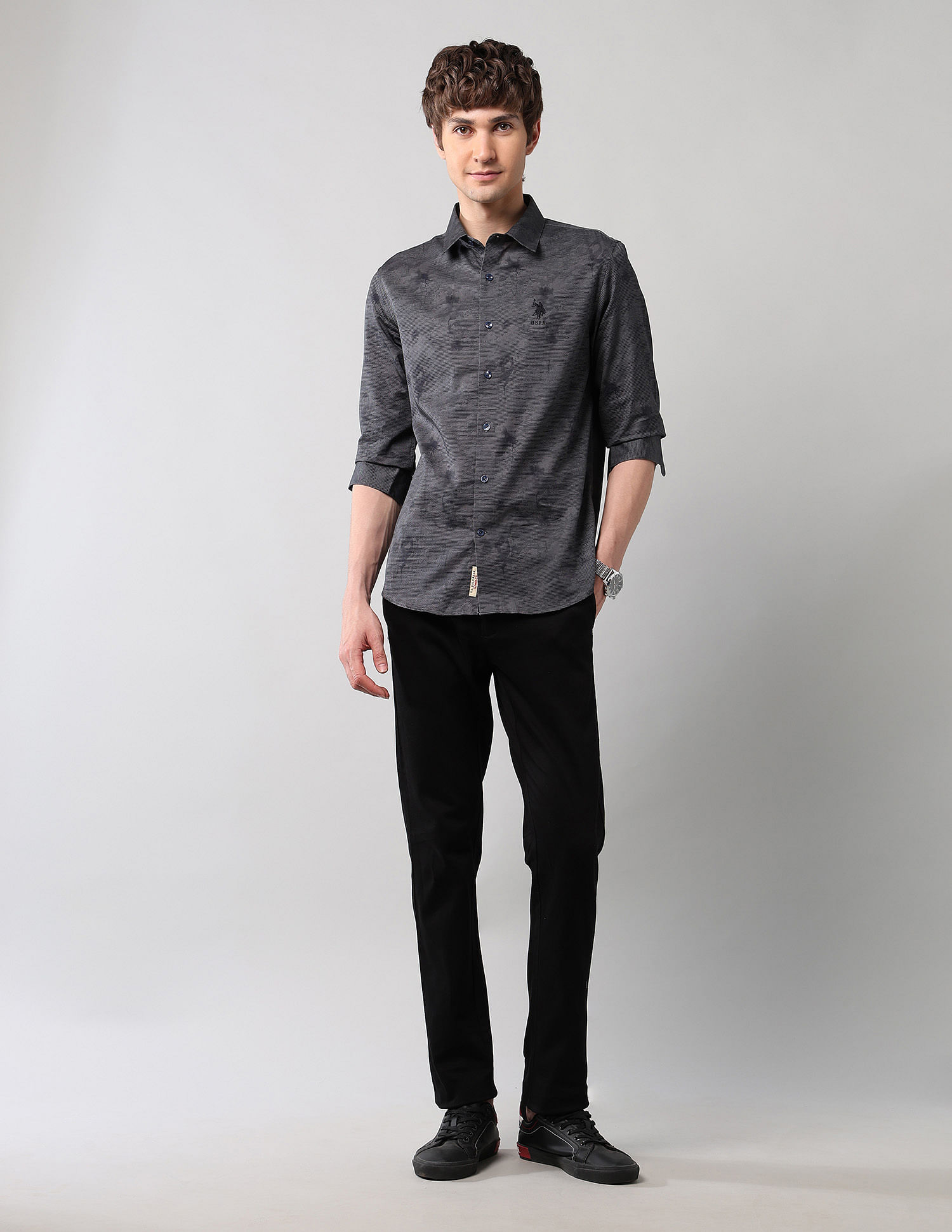 U.S. Polo Assn. Denim Co. All-Over Printed Pure Cotton Shirt