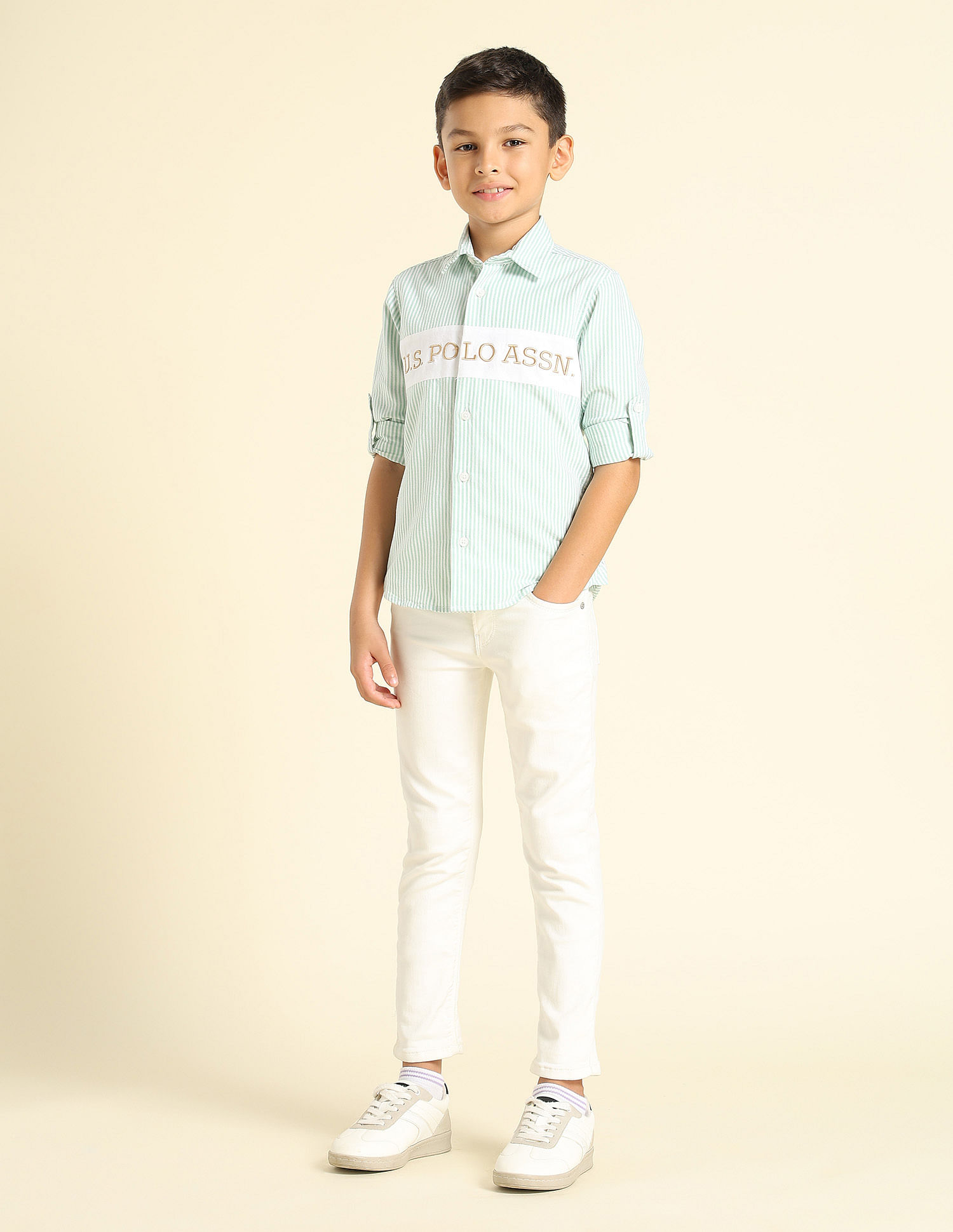 U.S. Polo Assn. Kids Boys Vertical Striped Regular Fit Shirt