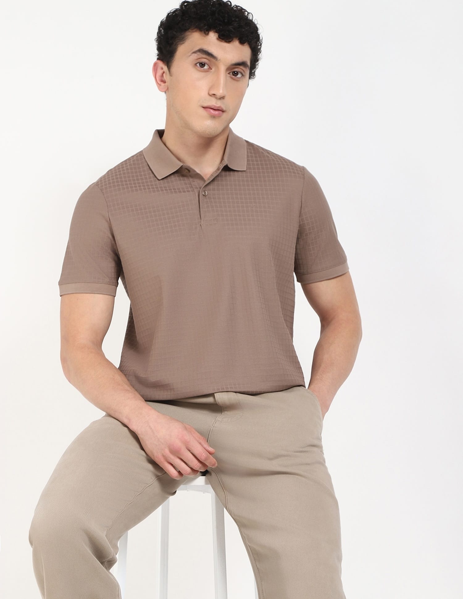 Buy Calvin Klein Jeans Checks Regular-Fit Cotton Polo T-Shirt