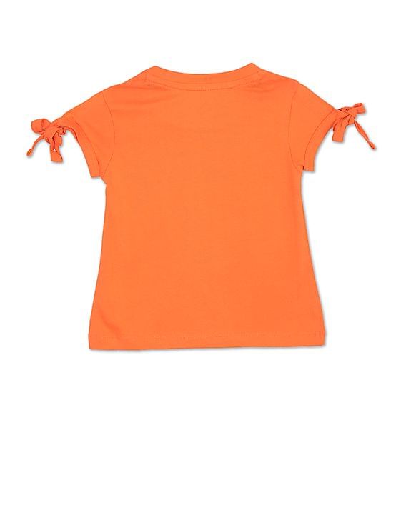 Buy Polo Kids Girls Orange Round Neck Graphic Print T