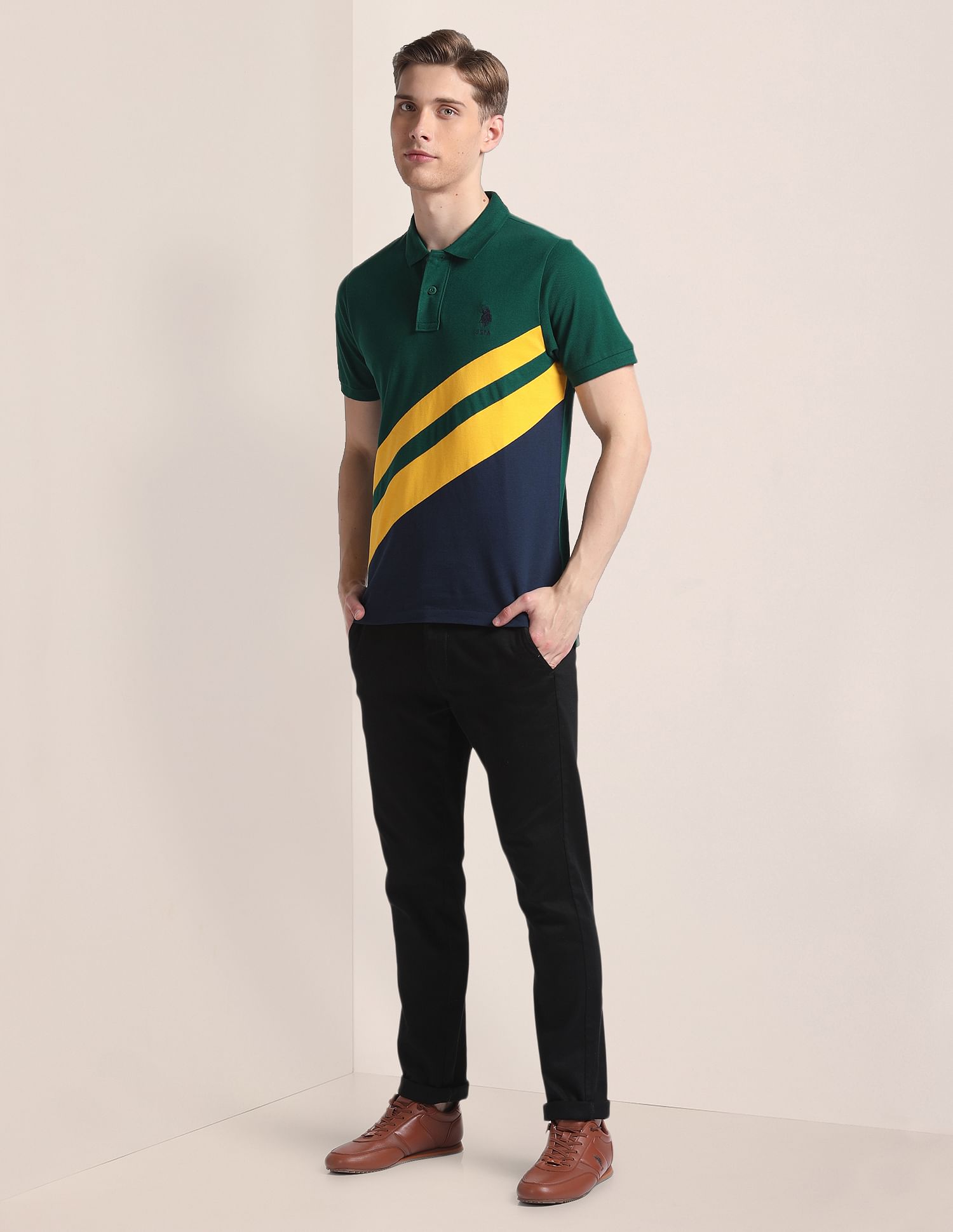U.S. Polo Assn. Diagonal Stripe Cotton Polo Shirt
