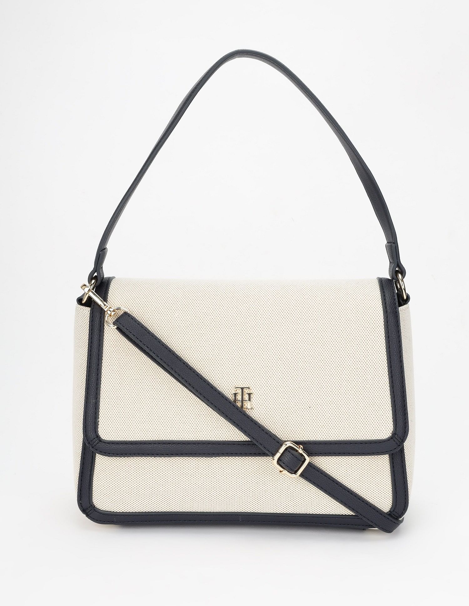 Tommy Hilfiger Solid Blue Polyester Sling Bag