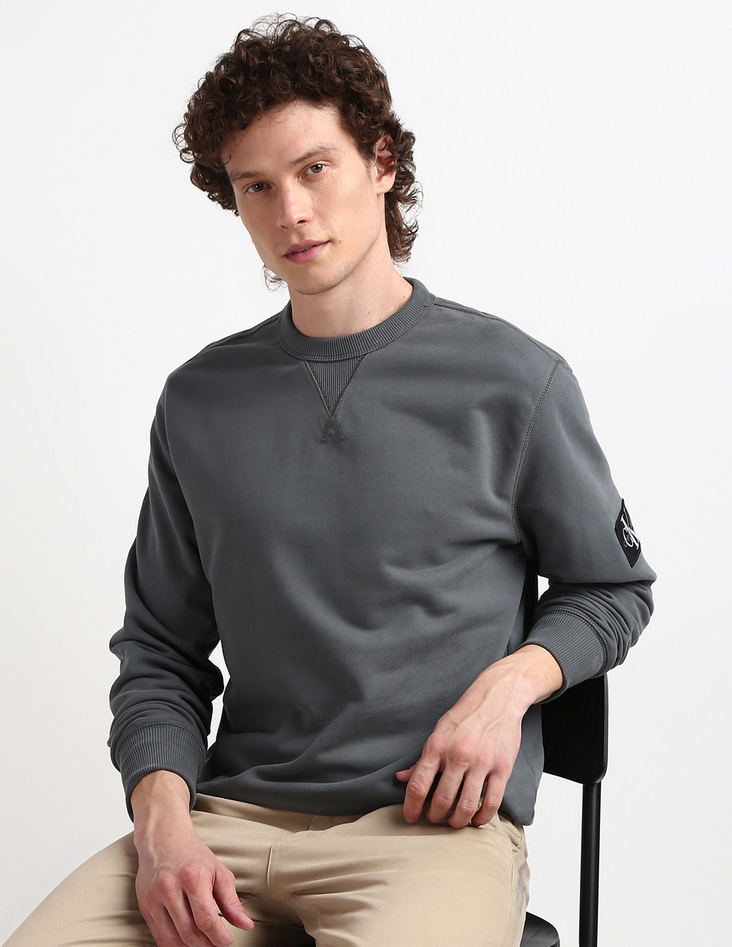 Calvin klein grey crew neck online