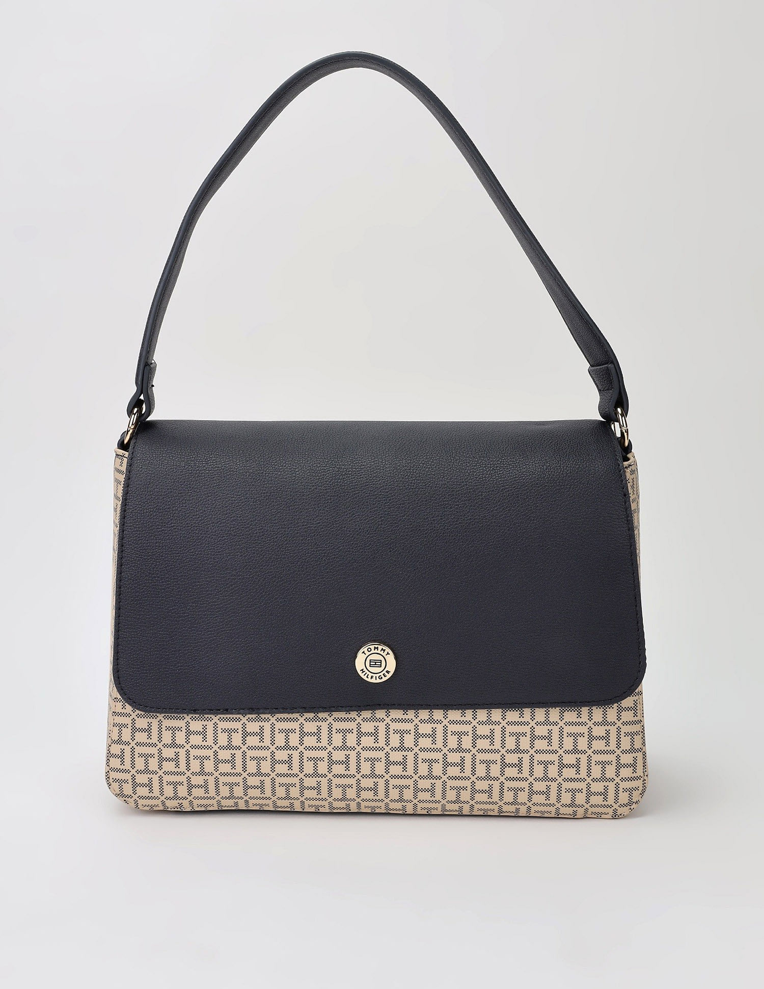 Tommy Hilfiger Logo Beige Pvc Hand Bag