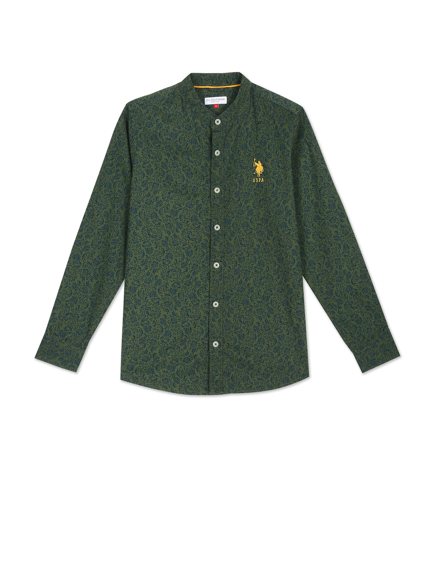 U.S. Polo Assn. Kids Boys Mandarin Collar Printed Shirt