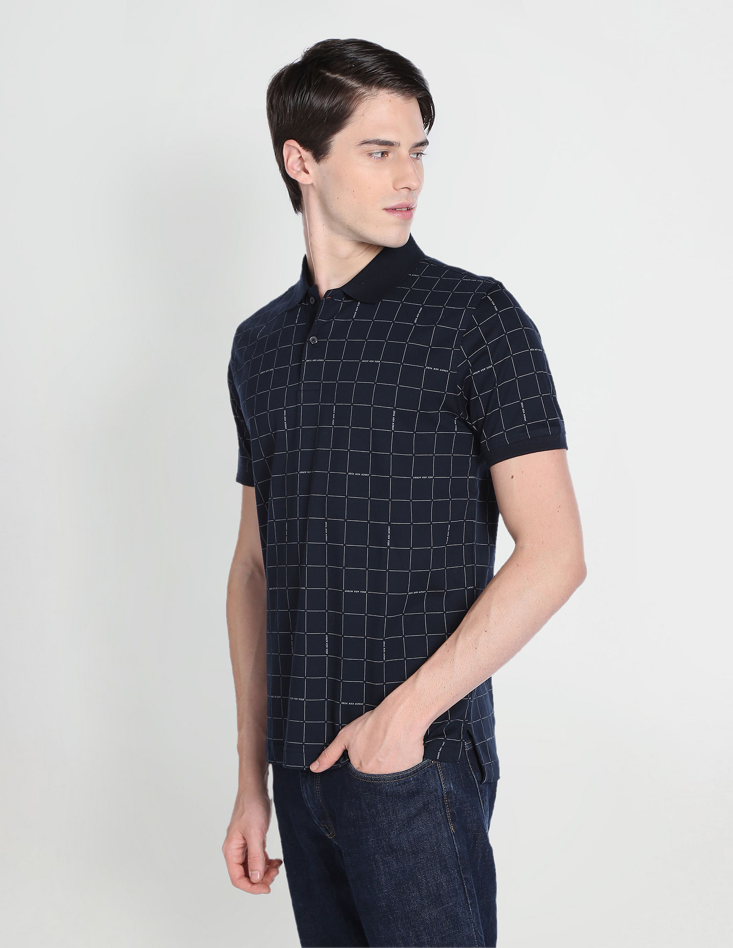 Arrow Newyork Windowpane Check Polo Shirt