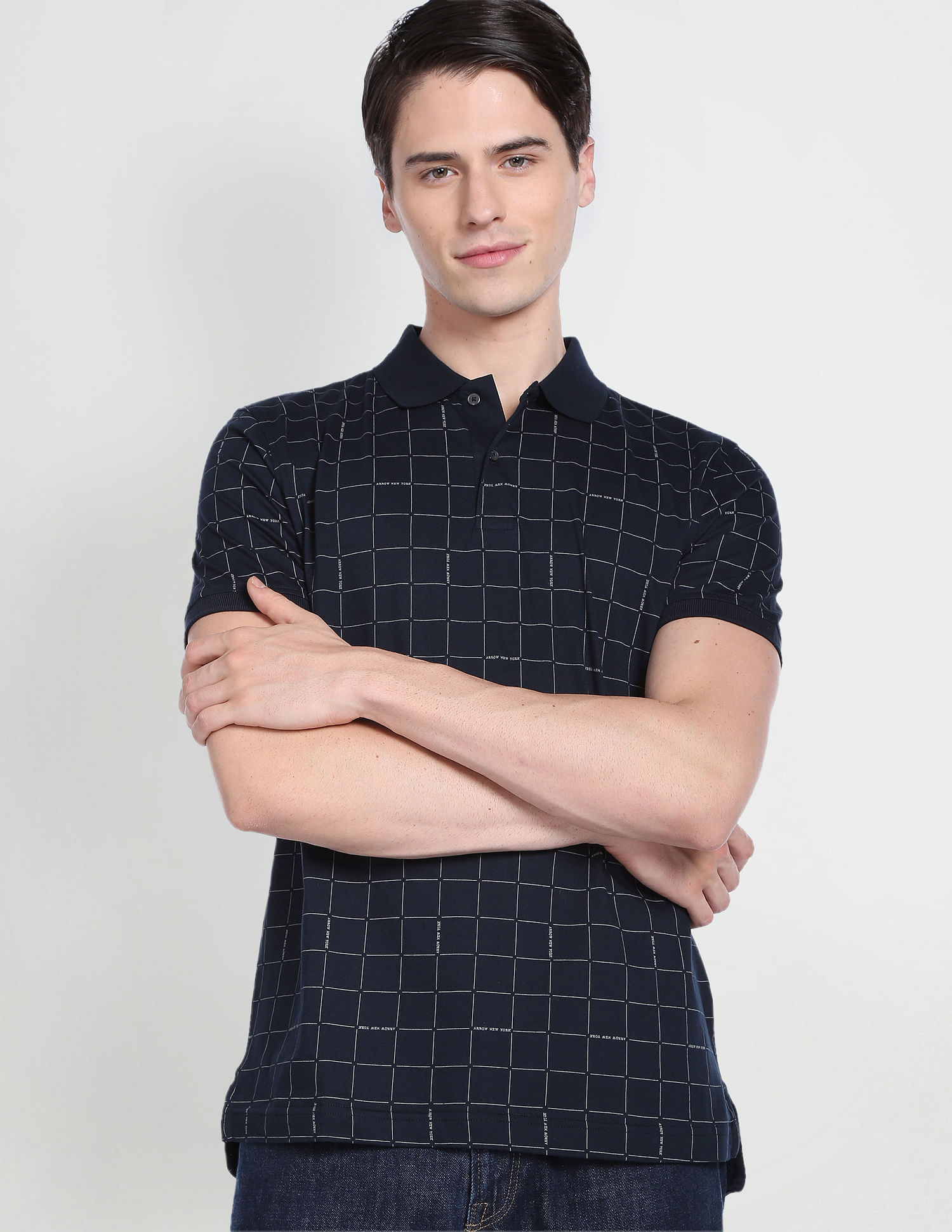 Arrow Newyork Windowpane Check Polo Shirt