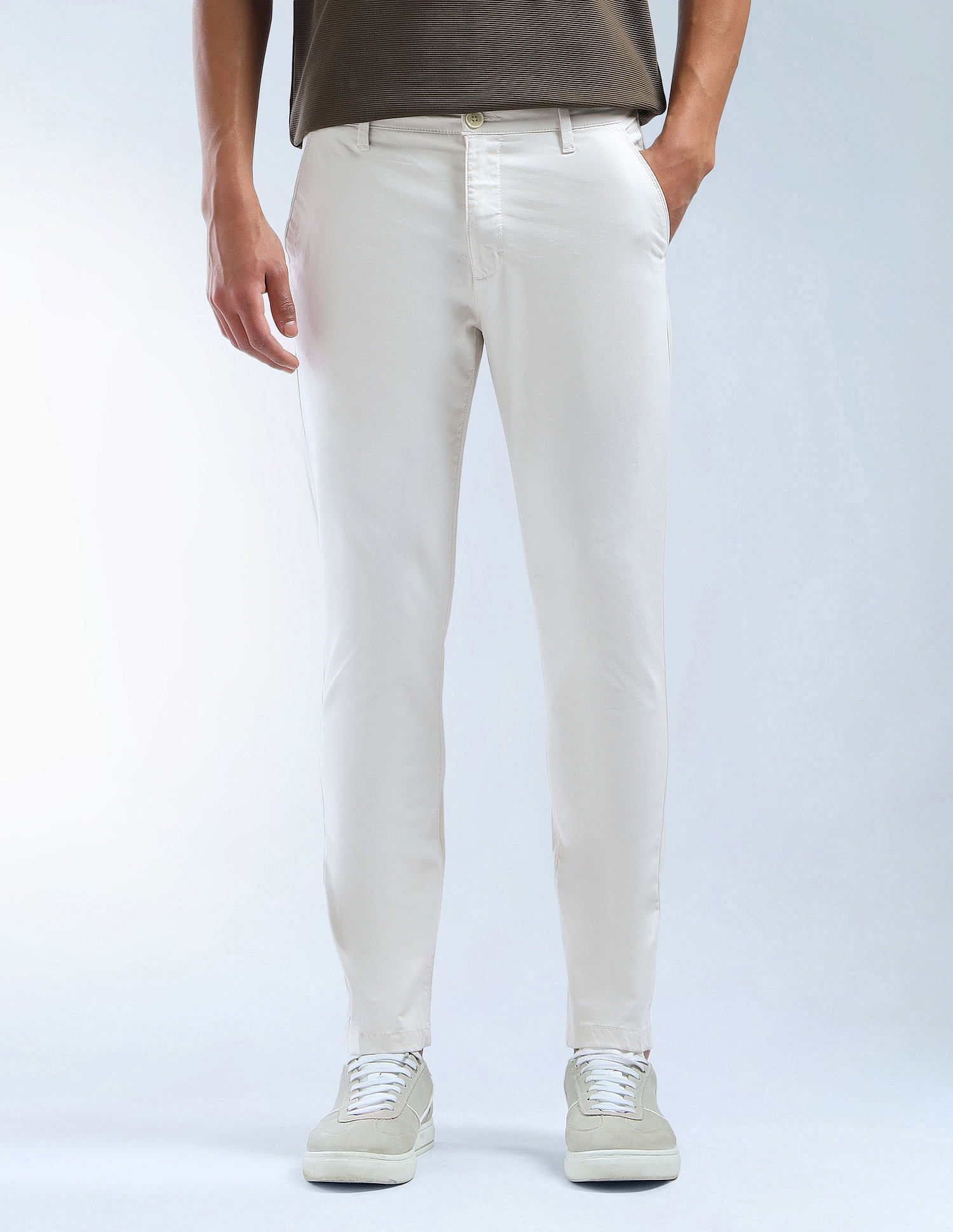 Flying Machine Mid Rise Slash Slim Tapered Fit Trousers
