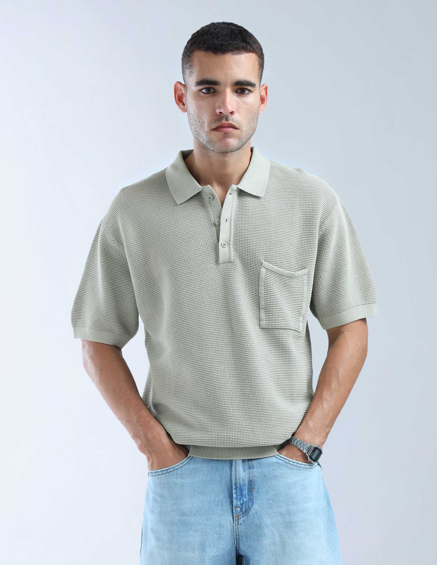Flying Machine Textured Essentials Polo Shirt