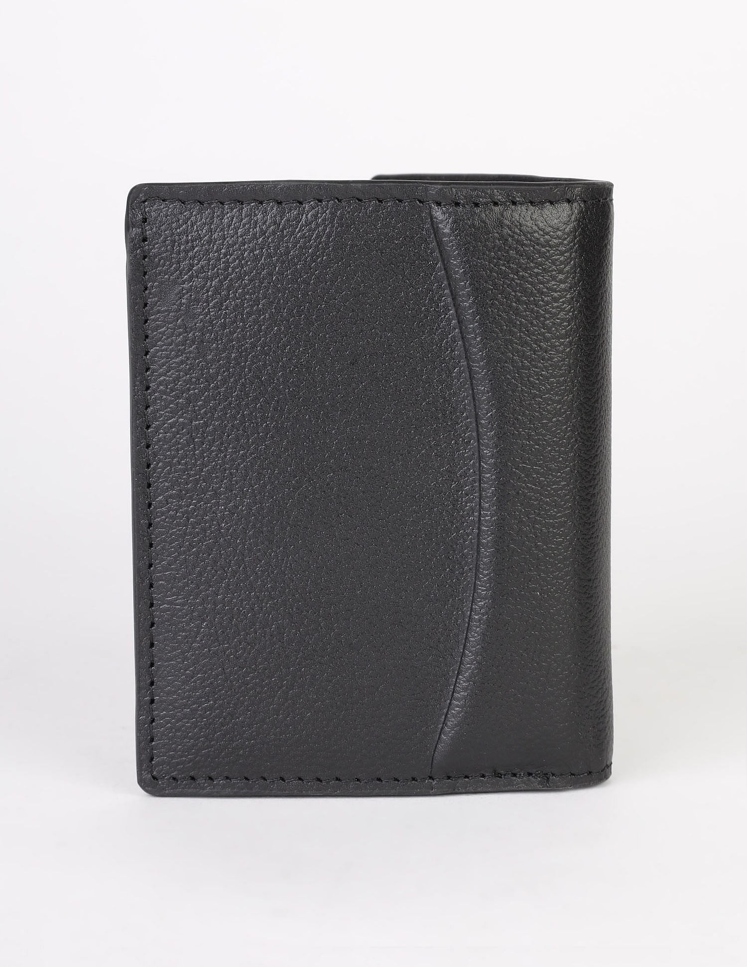 Calvin Klein Solid Black Leather Bi-Fold Wallet