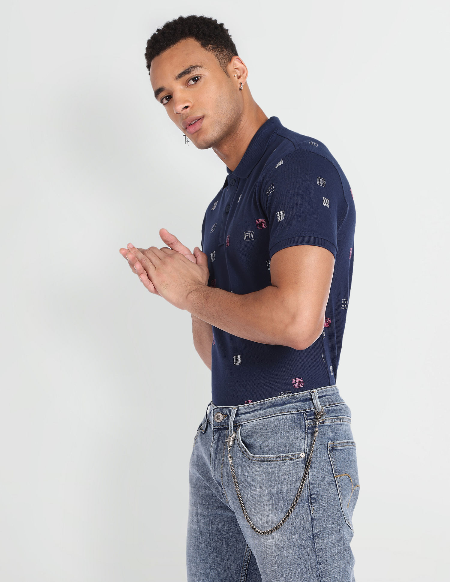 Flying Machine Embroidered Cotton Polo Shirt