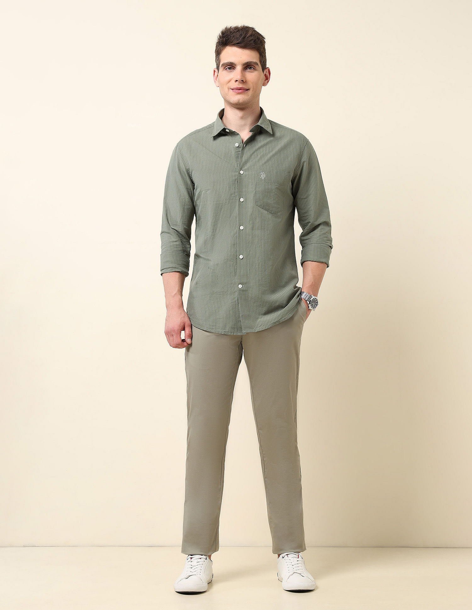 U.S. Polo Assn. Pinstriped Tailored Fit Shirt