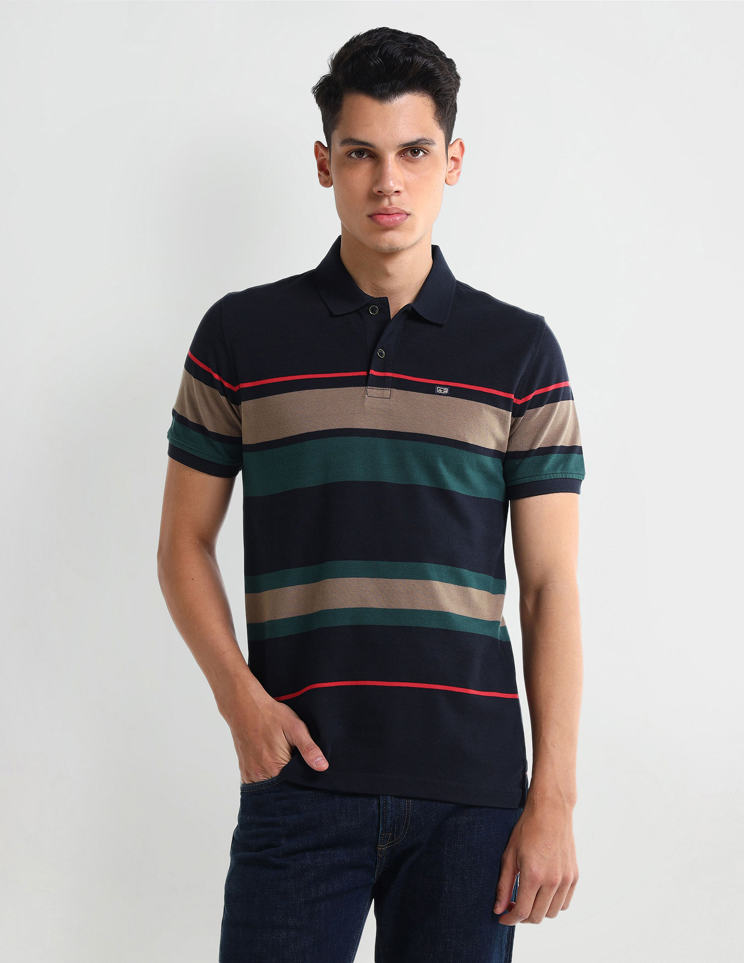 Arrow Sport Dynamax Horizontal Striped Regular Polo Shirt
