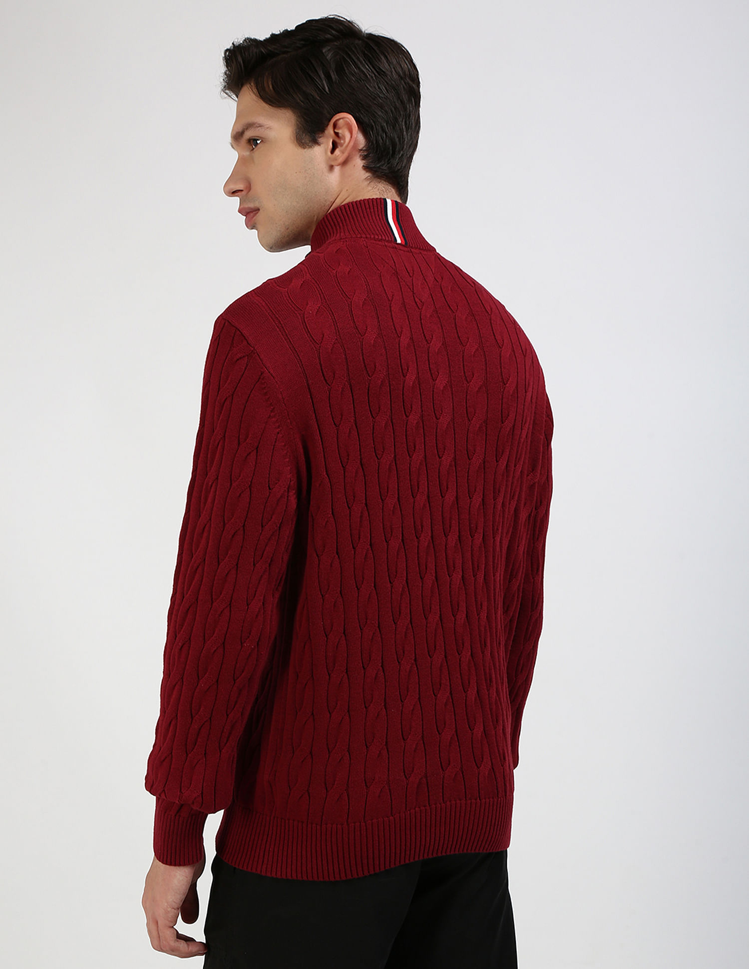 Tommy Hilfiger Cotton Cable Mock Neck Sweater