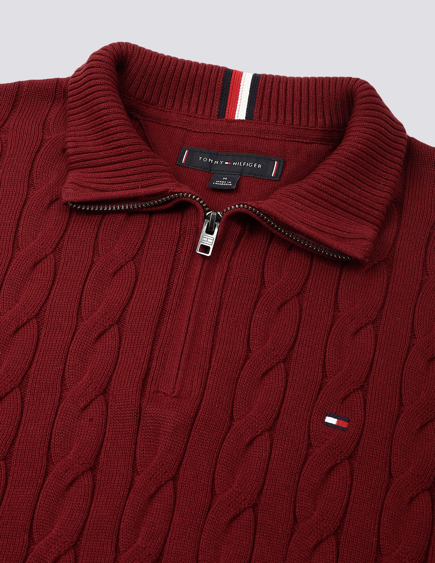 Tommy Hilfiger Cotton Cable Mock Neck Sweater