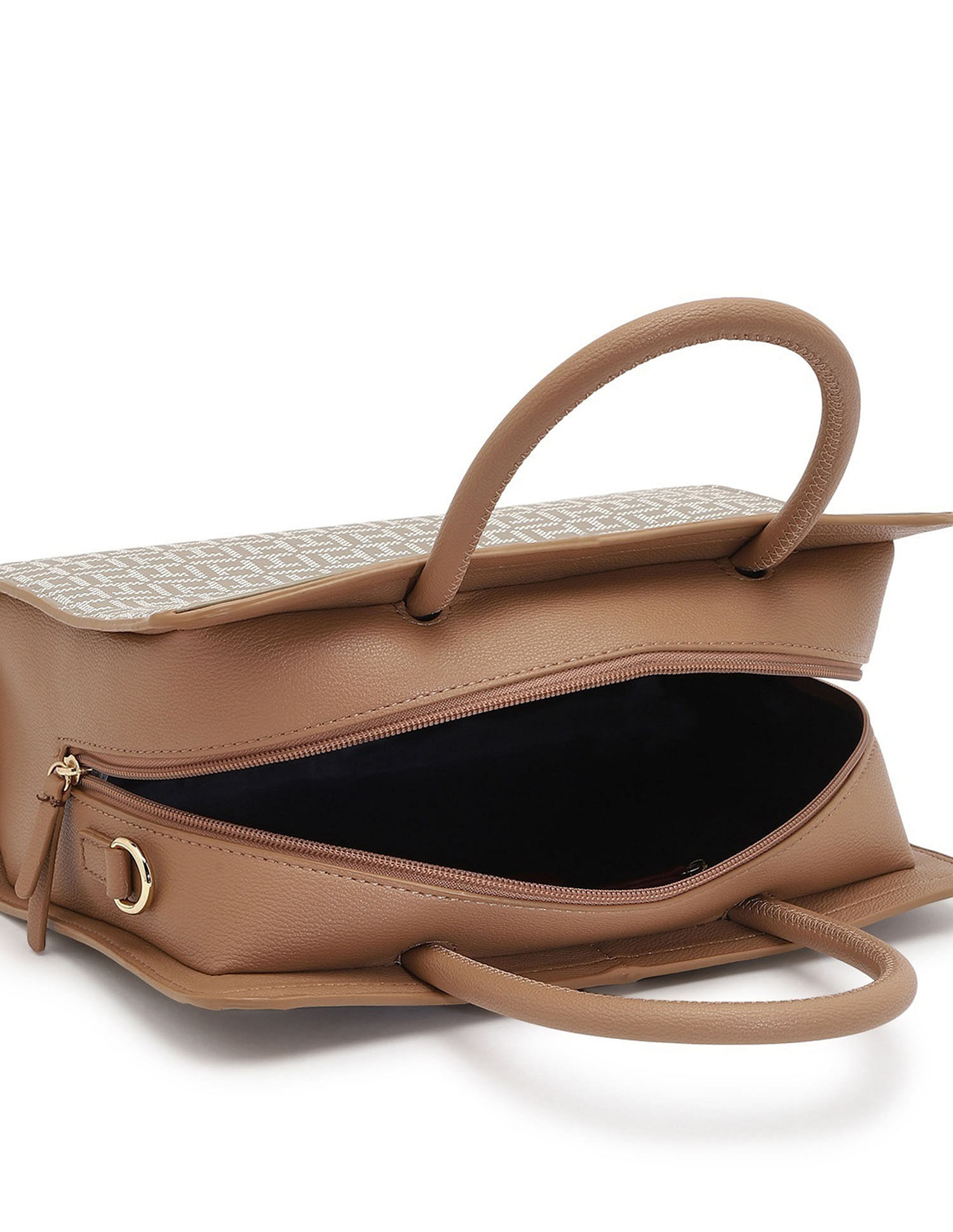 Tommy Hilfiger Printed Beige PVC Hand Bag