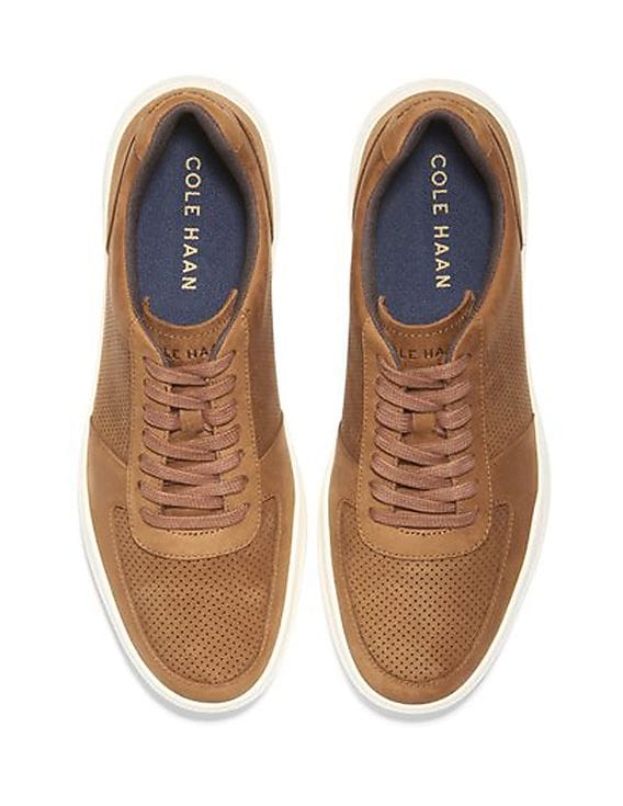 Cole Haan Scarpe Uomo Grand Crosscourt Modern Turf - Pelle Pieno Fiore E Nabuk, Colore Marrone Chiaro/Avorio, Taglia 46 EU