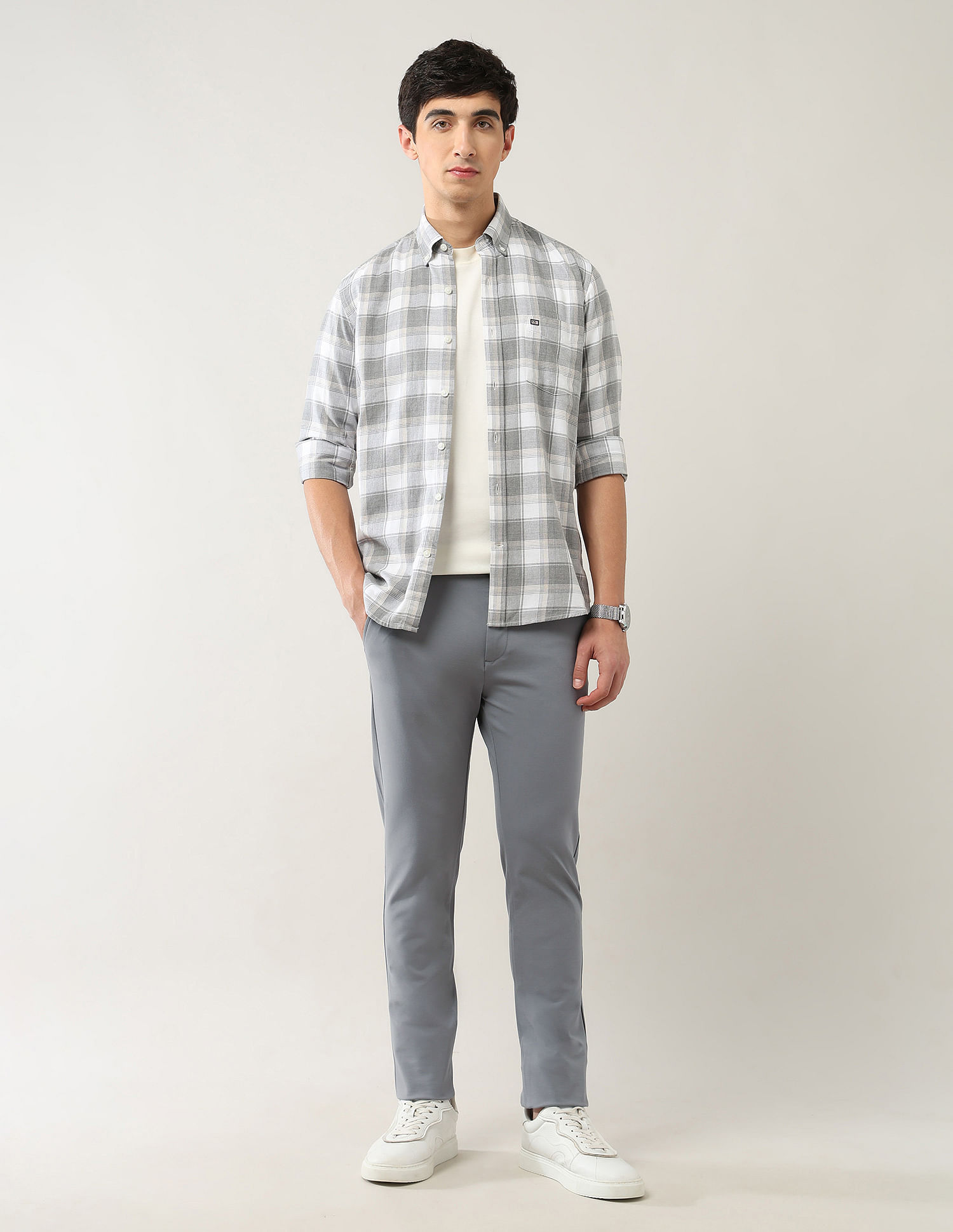 Arrow Sport Slim Fit Mid Rise Trousers
