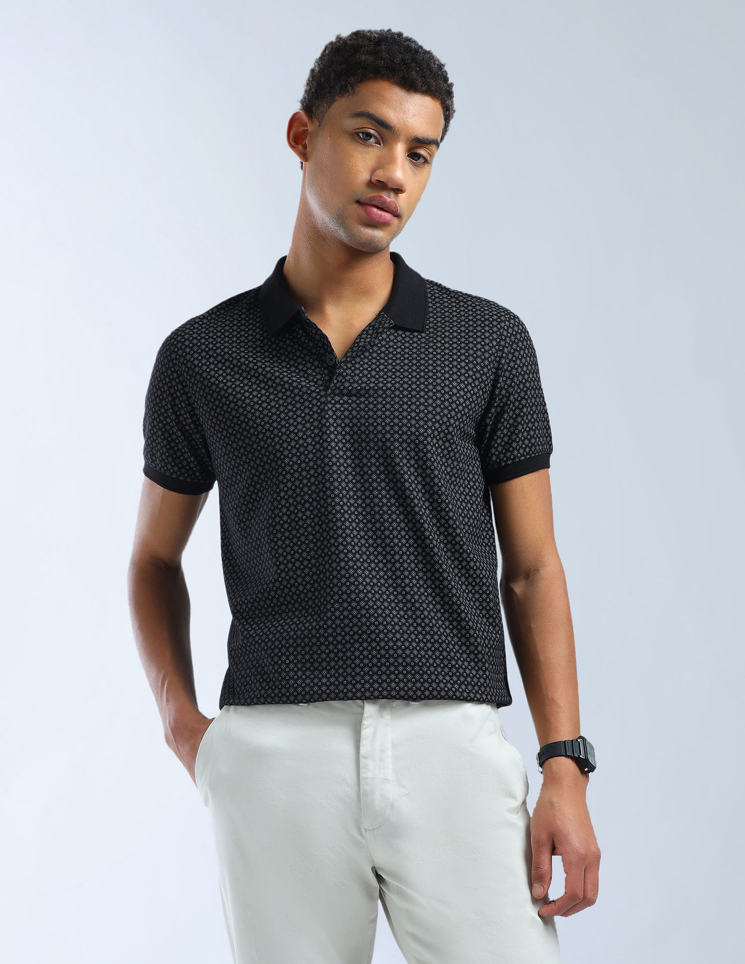 Flying Machine Geometric Printed Regular Fit Polo Shirt