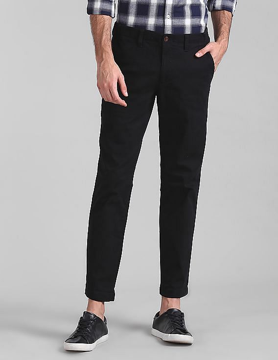 Buy GAP Men Men Black Soft Wear Khakis In Slim Fit With GapFlex 