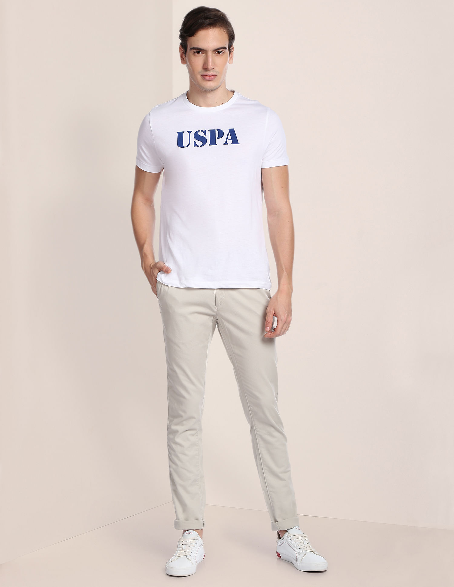 U.S. Polo Assn. Austin Trim Fit Textured Casual Trousers