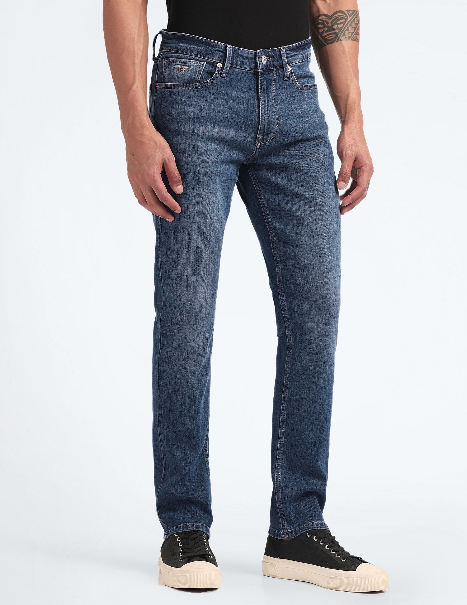 Flying Machine Freddie Slim Straight Fit Stone Wash Jeans