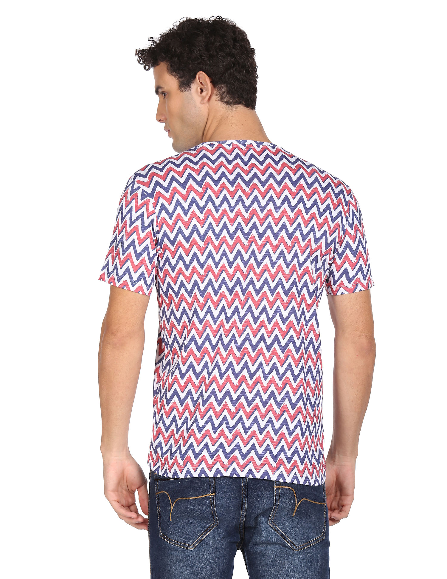 Flying Machine Chevron Print Cotton T-Shirt