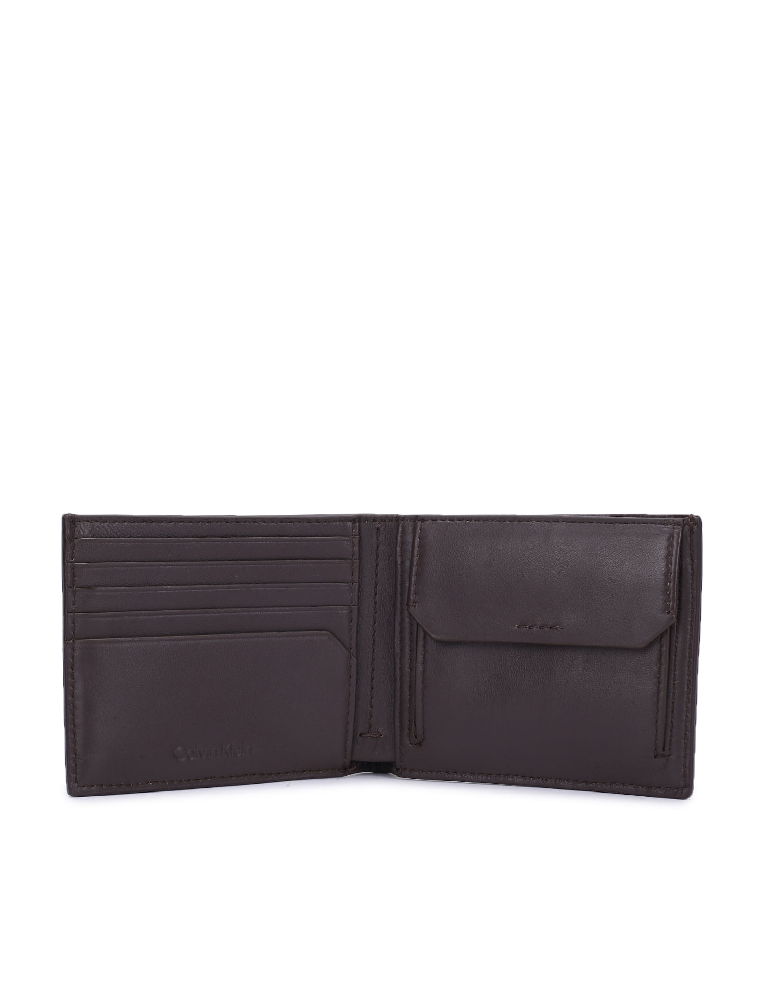 Buy Calvin Klein Men Brown Textured Bi-Fold Leather Wallet 