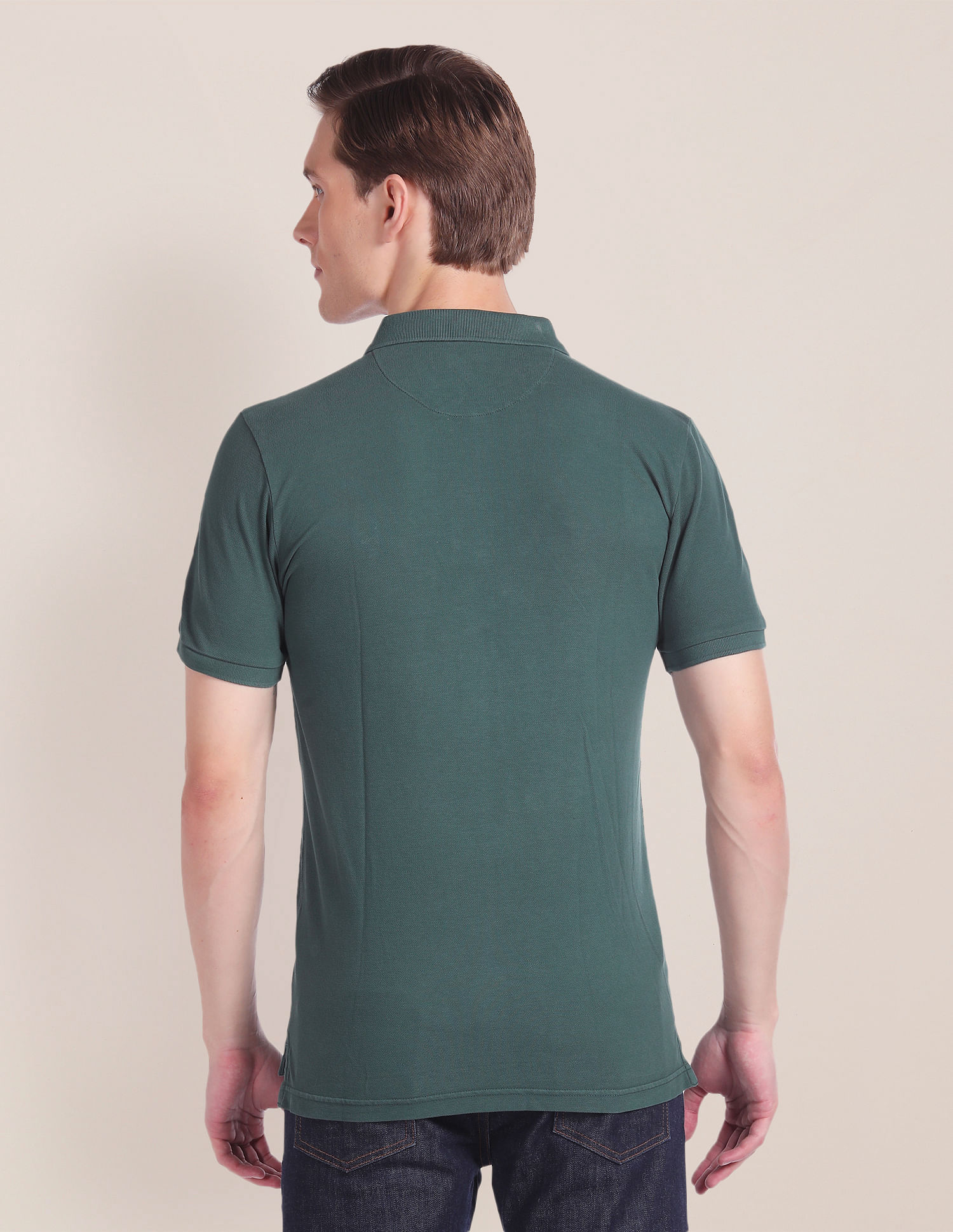 U.S. Polo Assn. Men Green Polo T-Shirt With Side Vents