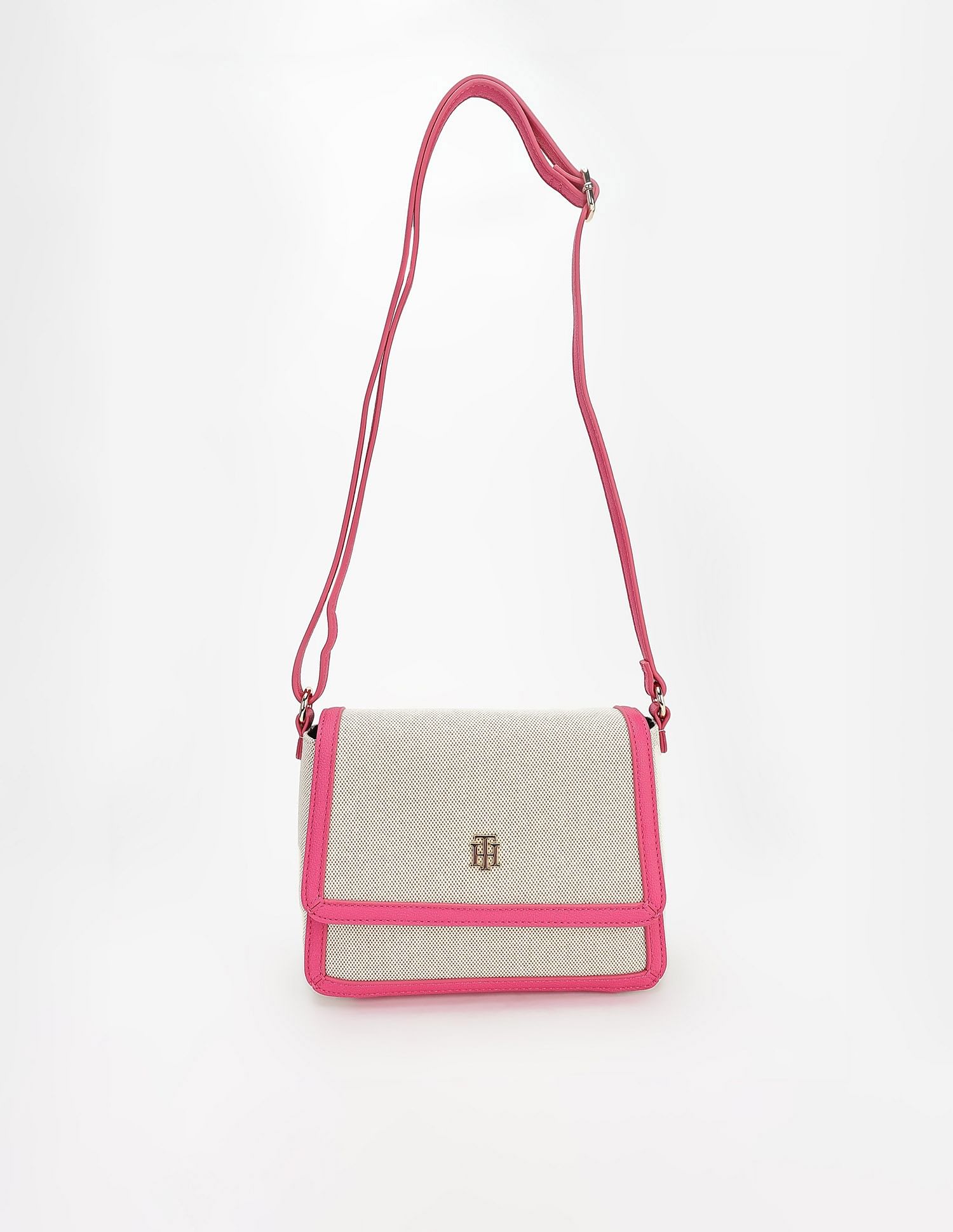 Tommy Hilfiger Solid Pink Polyester Sling Bags
