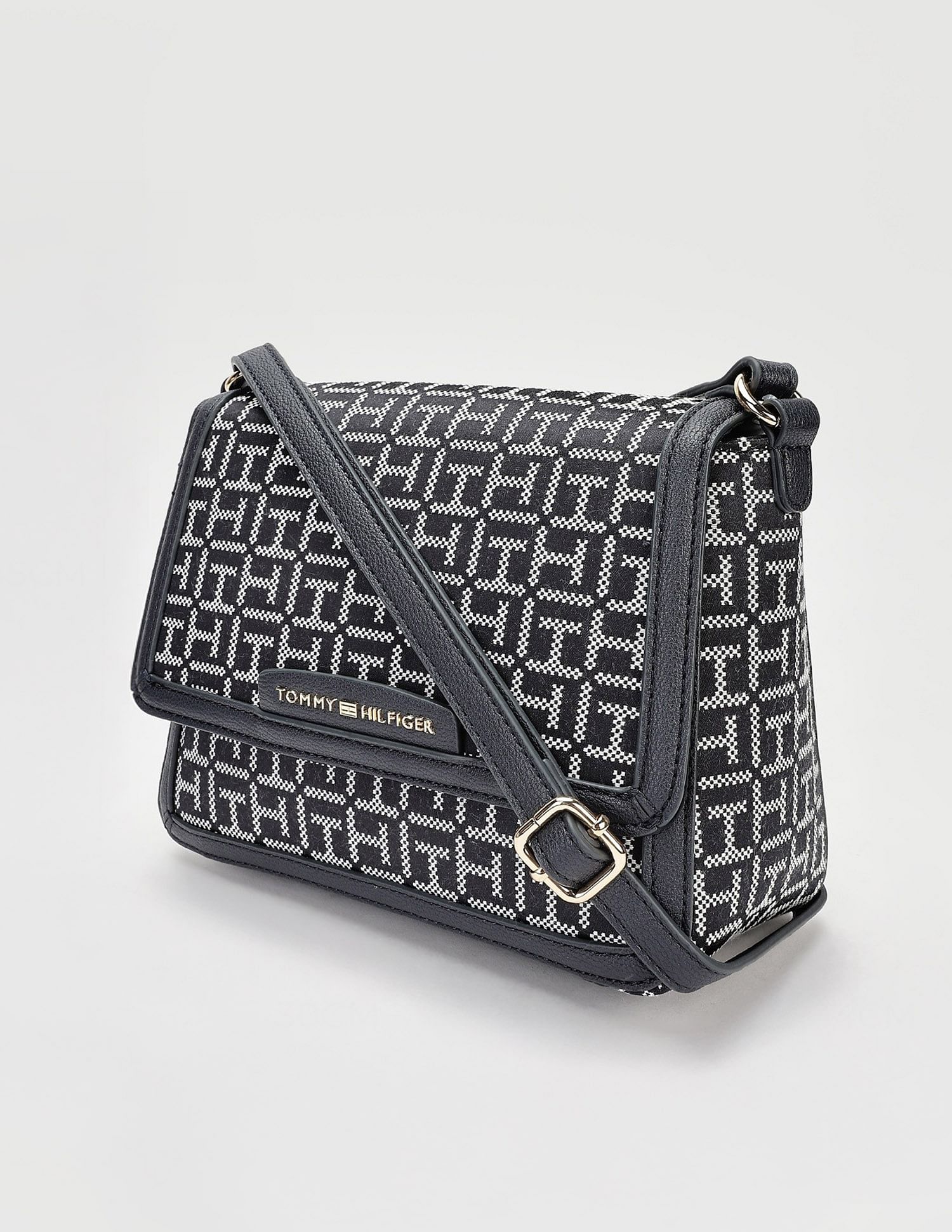 Tommy Hilfiger Printed Blue Polyester Sling Bags