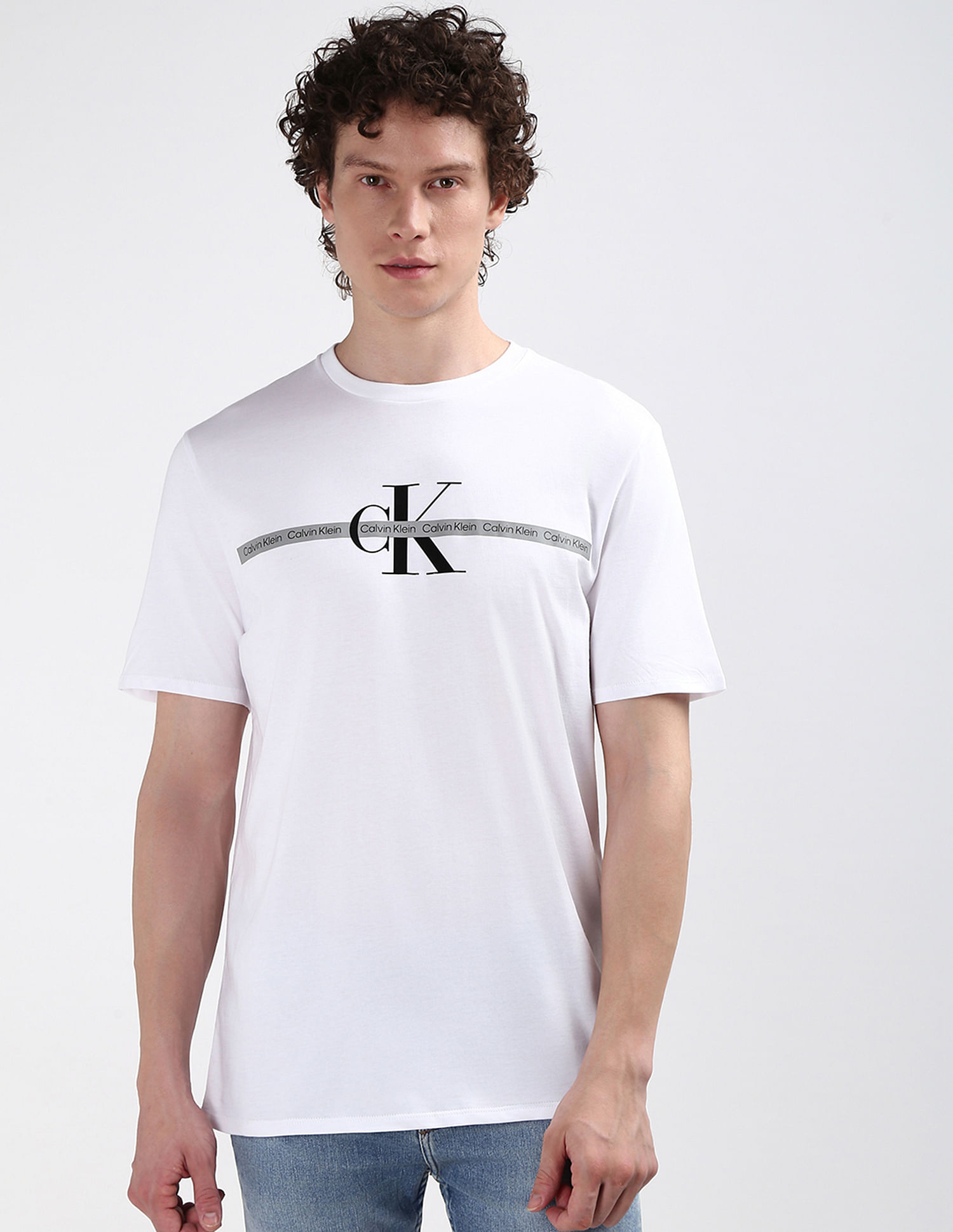 Calvin Klein Brand Print Cotton T-Shirt