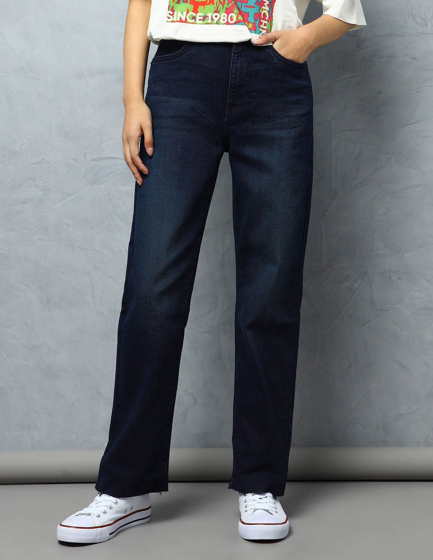 Flying Machine Women High Rise Straight Fit Jeans
