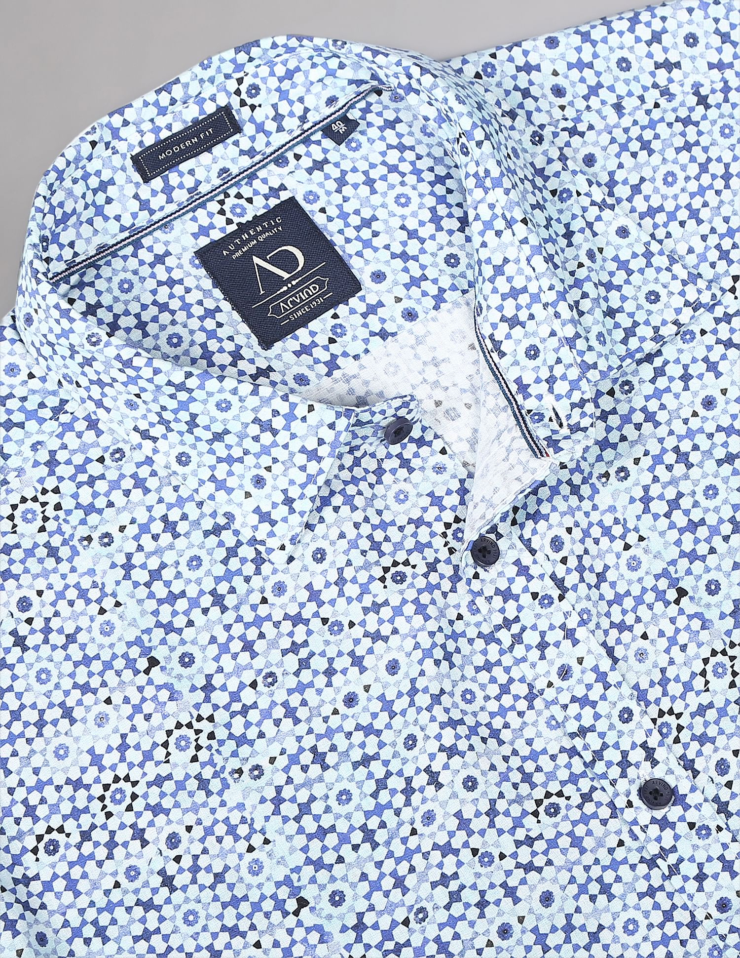 AD by Arvind Abstract Print Cotton Casual Shirt