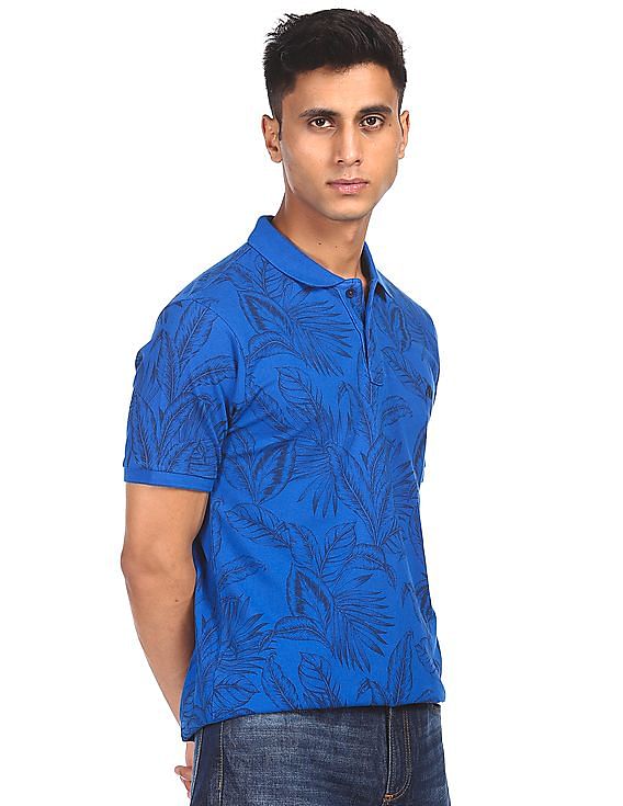 Aeropostale Men Blue Printed Pique Polo Shirt