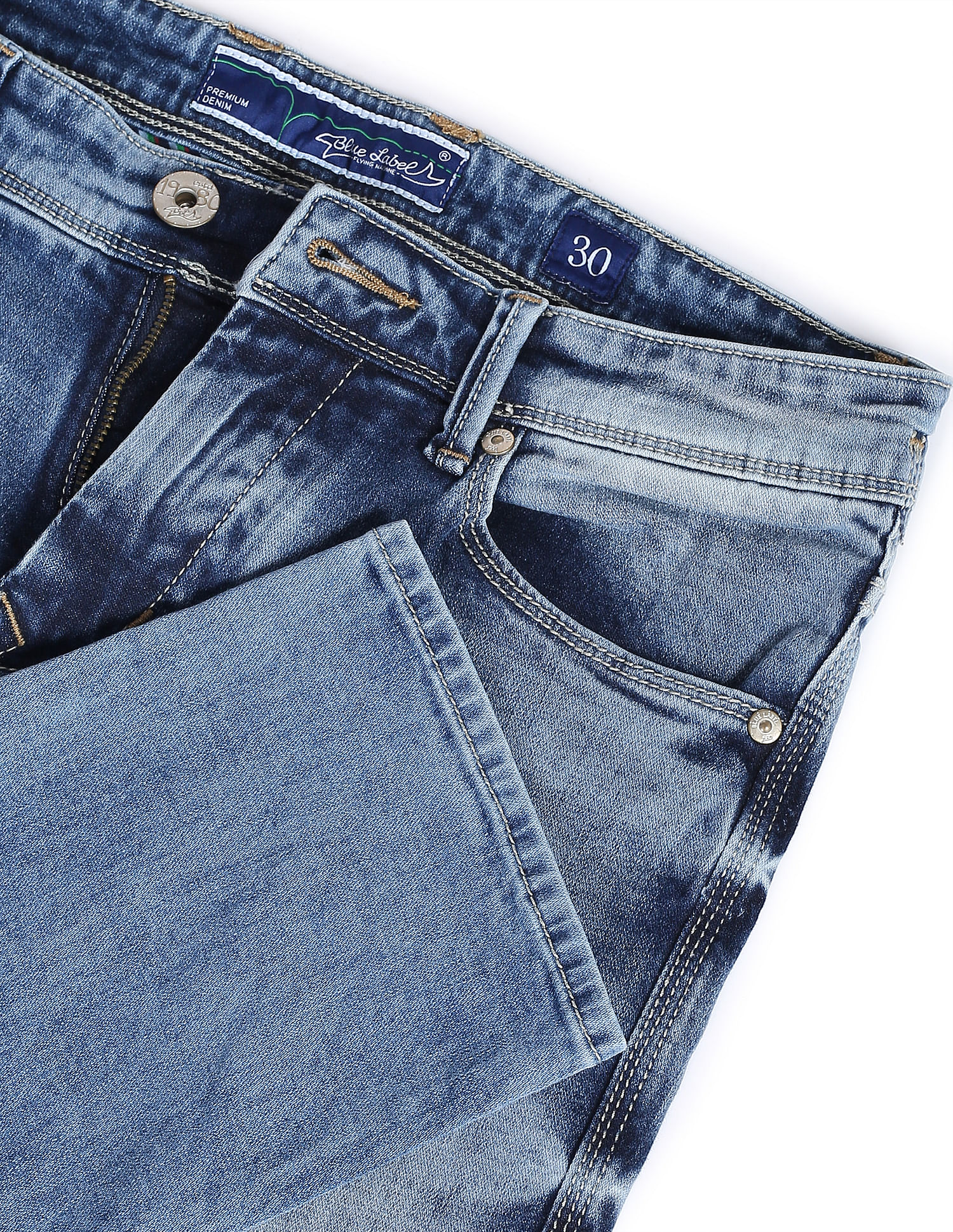Flying Machine Mid Rise Acid Wash Denim Weave Jeans