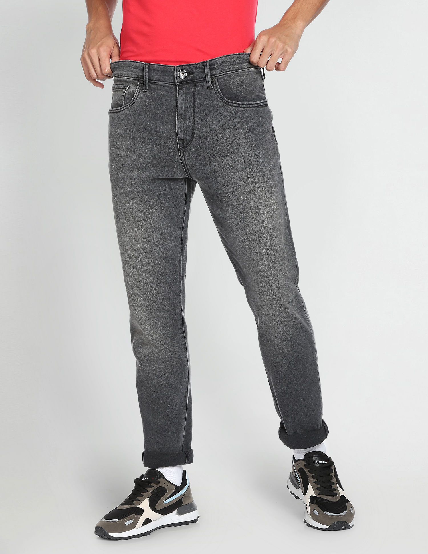 Flying Machine Slash Slim Tapered Fit Rinsed Jeans
